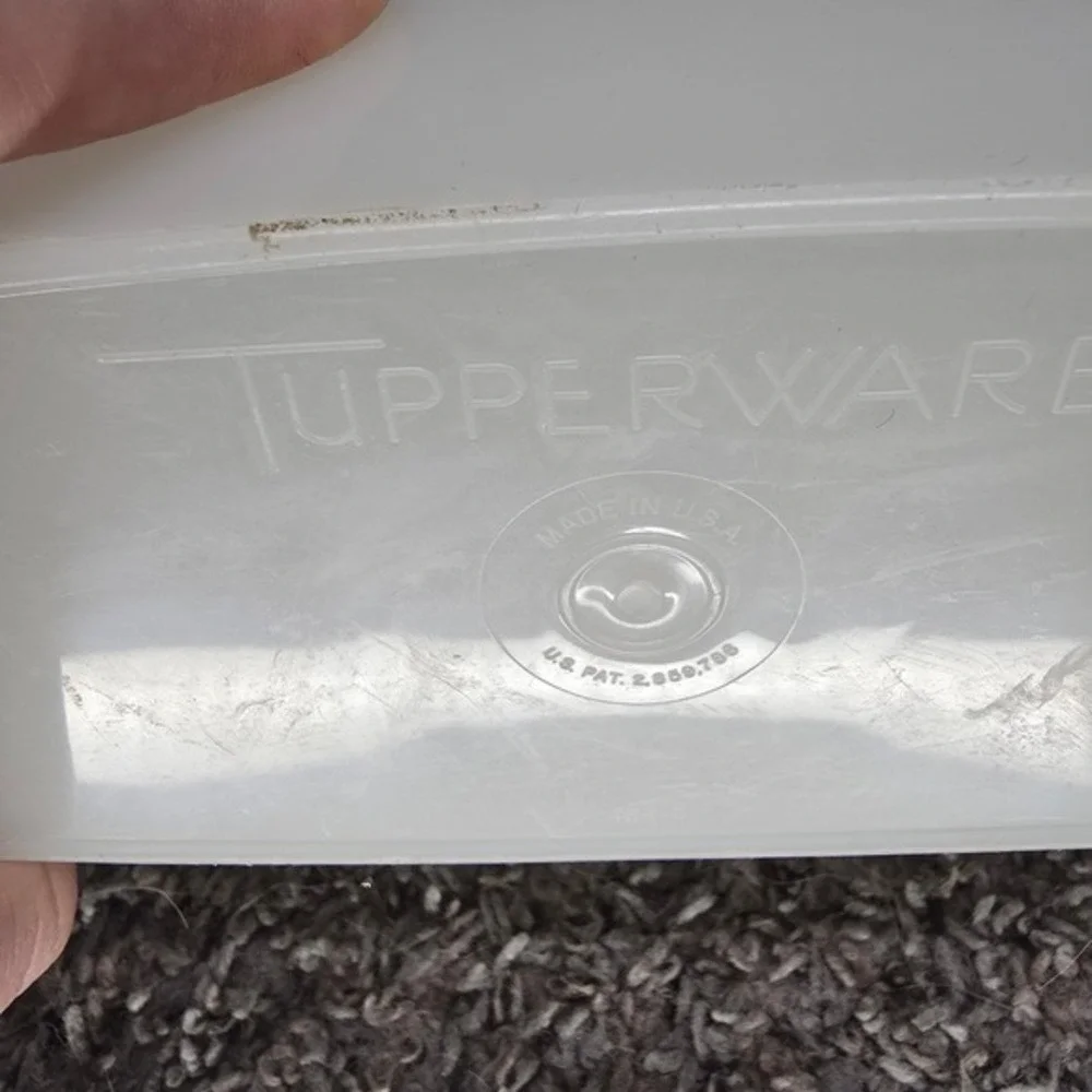 Vintage Tupperware Pour Spout Container Sheer White‎ 469-5 Lid 470-2 Made in USA